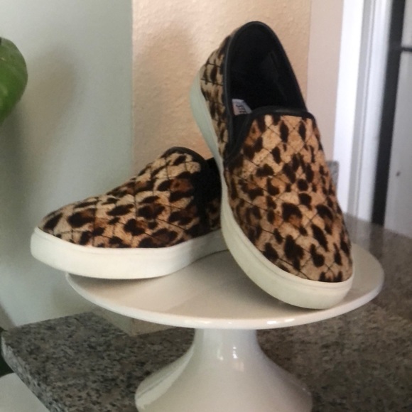 Steve Madden Leopard Canvas Slip Ons Size 3 Offers Welcome - Picture 2 of 8